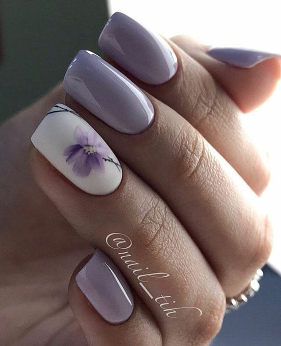 Lawendowe paznokcie na wiosnę