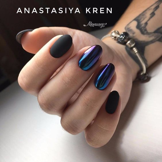 Zimowe paznokcie z efektem kameleona