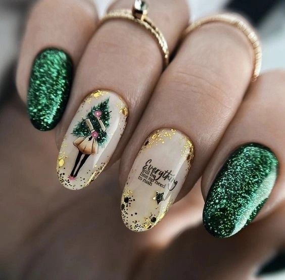 Brokatowe paznokcie na święta