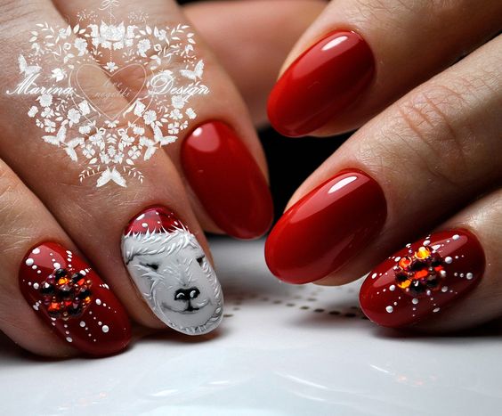 Paznokcie z misiem na święta